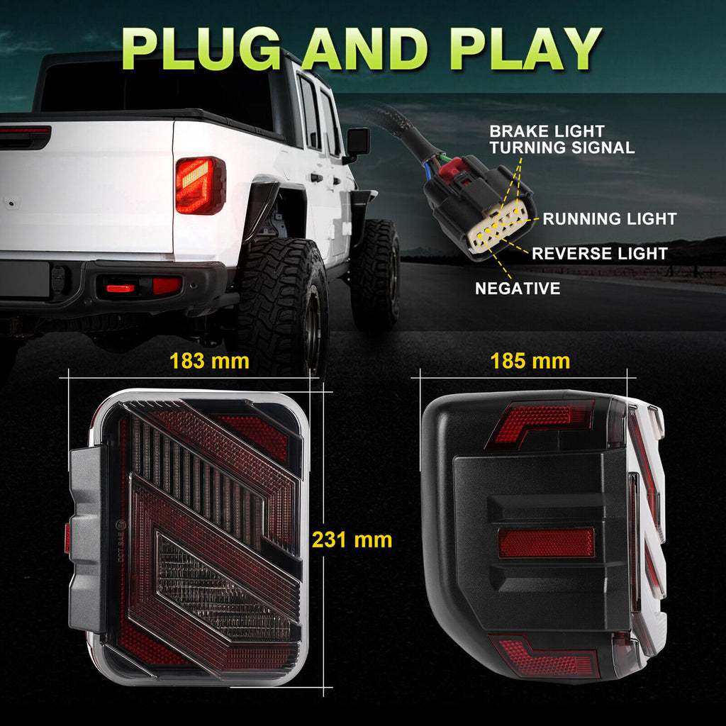 LED Crossover Rear Tail Lights Reverse Brake Stop Turn Signals for 2020-2023 Jeep Wrangler JT Gladiator Lighting