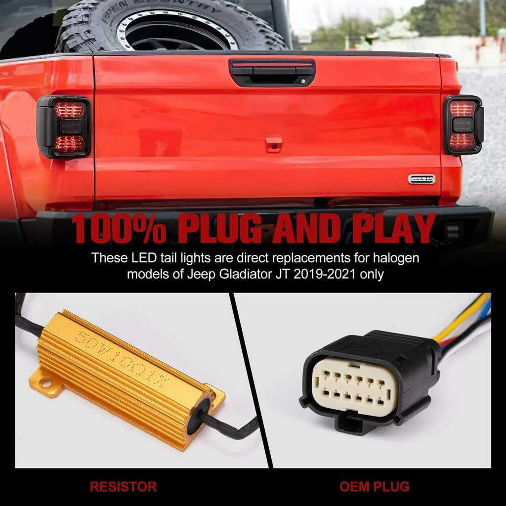 LED Brake Turn Signal Back Up Assembly Tail Lights for Jeep Gladiator JT (2020-2023) Lighting