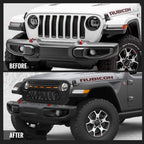 Front Grille For 2018 - 2023 Jeep Wrangler JL Gladiator JT W/LED Amber Light Black - GENSSI Grille