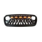 Front Grille For 2018 - 2023 Jeep Wrangler JL Gladiator JT W/LED Amber Light Black - GENSSI Grille