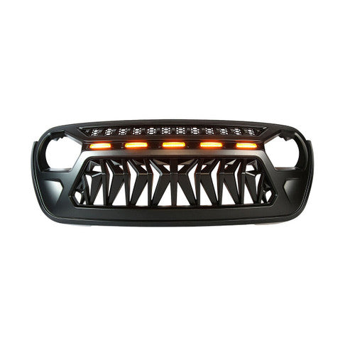 Front Grille For 2018-2023 Jeep Wrangler JL Gladiator JT W/LED Amber Light Black Default Title Grille