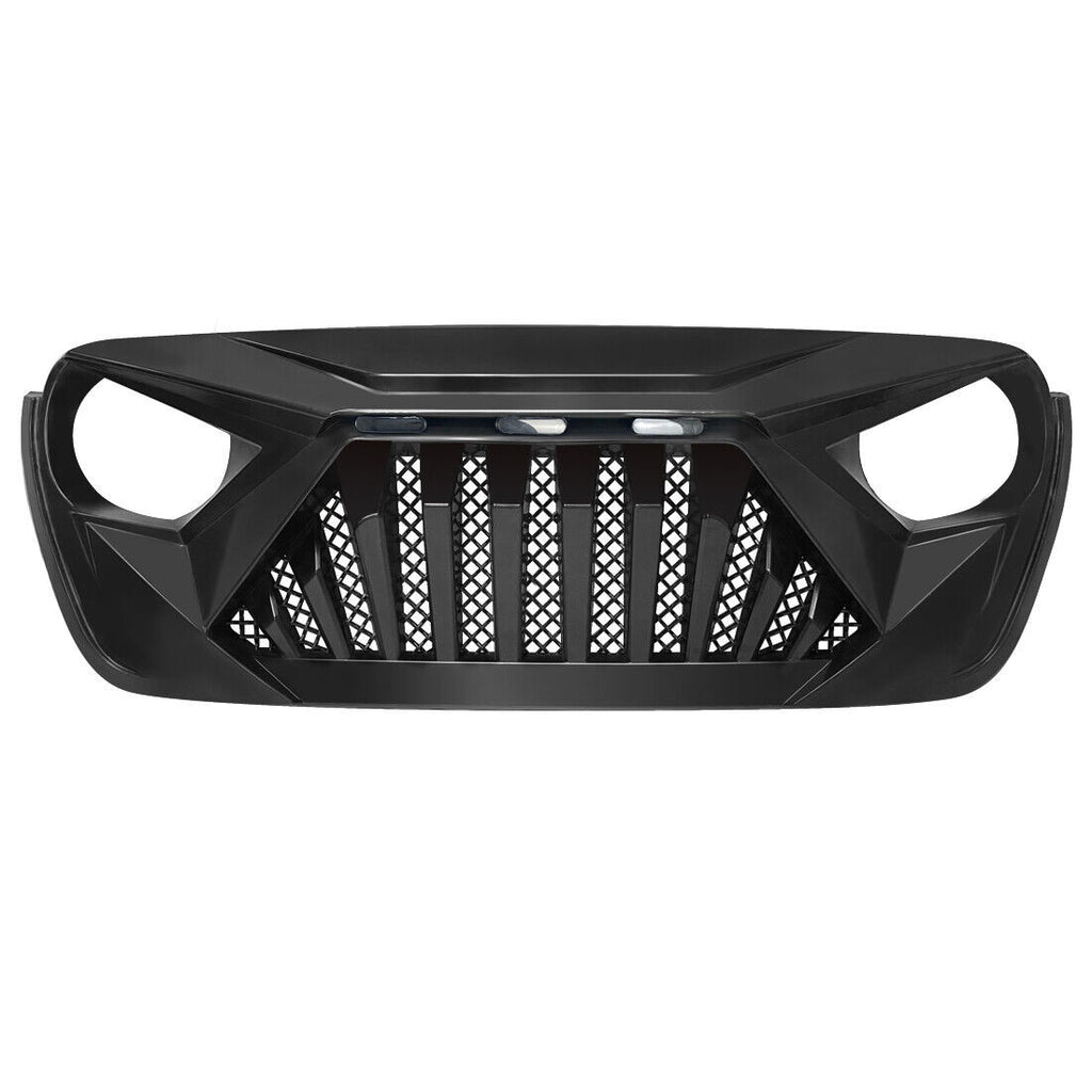 Matte Black Goliath Grille with Amber LED Lights for 2018-2021 Jeep Wrangler JL JT Grille