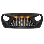 Matte Black Goliath Grille with Amber LED Lights for 2018 - 2021 Jeep Wrangler JL JT - GENSSI Grille