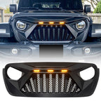 Matte Black Goliath Grille with Amber LED Lights for 2018 - 2021 Jeep Wrangler JL JT - GENSSI Grille