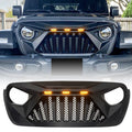 Matte Black Goliath Grille with Amber LED Lights for 2018-2021 Jeep Wrangler JL JT Default Title Grille