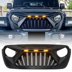 Matte Black Goliath Grille with Amber LED Lights for 2018 - 2021 Jeep Wrangler JL JT - GENSSI Grille