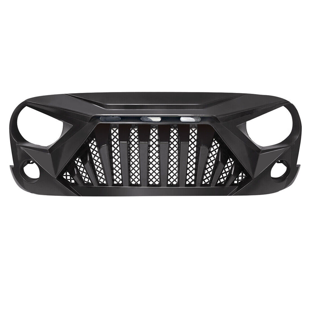 Matte Black Goliath Grille with Amber LED Lights for 2007-2018 Jeep Wrangler JK JKU Grille