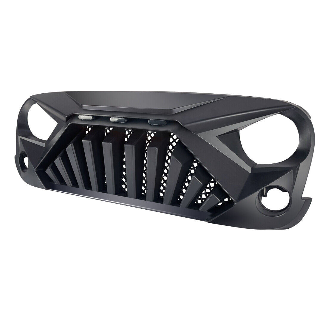 Matte Black Goliath Grille with Amber LED Lights for 2007-2018 Jeep Wrangler JK JKU Grille