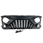 Matte Black Goliath Grille with Amber LED Lights for 2007 - 2018 Jeep Wrangler JK JKU - GENSSI Grille