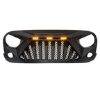 Matte Black Goliath Grille with Amber LED Lights for 2007 - 2018 Jeep Wrangler JK JKU - GENSSI Grille