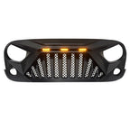 Matte Black Goliath Grille with Amber LED Lights for 2007 - 2018 Jeep Wrangler JK JKU - GENSSI Grille