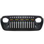 Front Grille w/ LED Running Light For Jeep Wrangler JL JT (2018 - 2023) Matte Black - GENSSI Grille