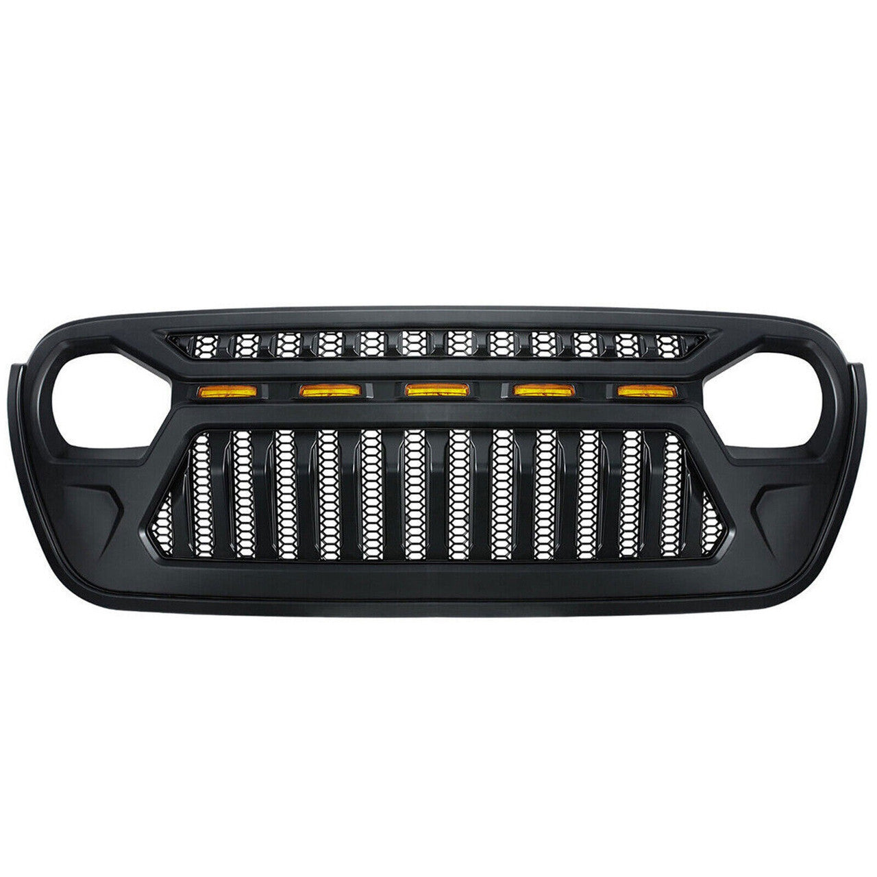 Front Grille w/ LED Running Light For Jeep Wrangler JL JT (2018-2023) Matte Black Grille