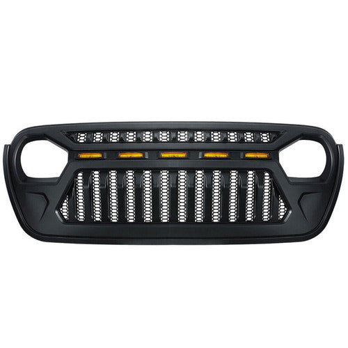 Front Grille w/ LED Running Light For Jeep Wrangler JL JT (2018-2023) Matte Black Default Title Grille