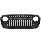 Front Grille w/ LED Running Light For Jeep Wrangler JL JT (2018 - 2023) Matte Black - GENSSI Grille