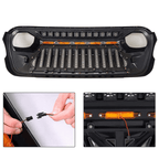 Front Grille w/ LED Running Light For Jeep Wrangler JL JT (2018 - 2023) Matte Black - GENSSI Grille