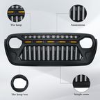 Front Grille w/ LED Running Light For Jeep Wrangler JL JT (2018 - 2023) Matte Black - GENSSI Grille