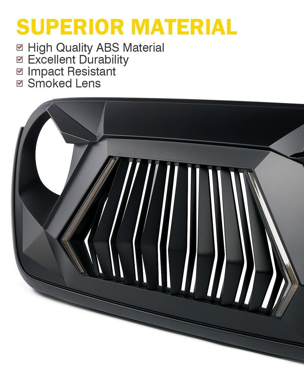 Matte Black Guardian Grille LED Lights for 2018-2023 Jeep Wrangler JL JLU Grille