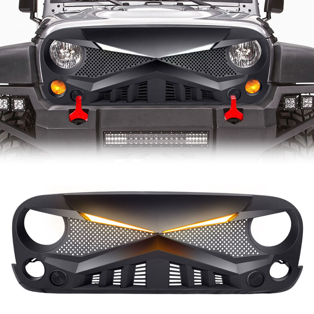 HERO Grille with DRL Lights for 2007-2018 Jeep Wrangler JK JKU Grille
