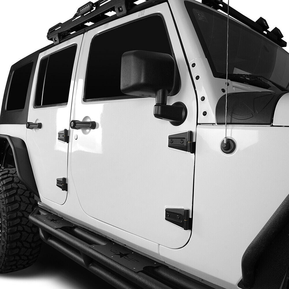Body Door Hinge Set Black Powder Coated for 2007 - 2018 Jeep Wrangler JK - GENSSI Exterior Part