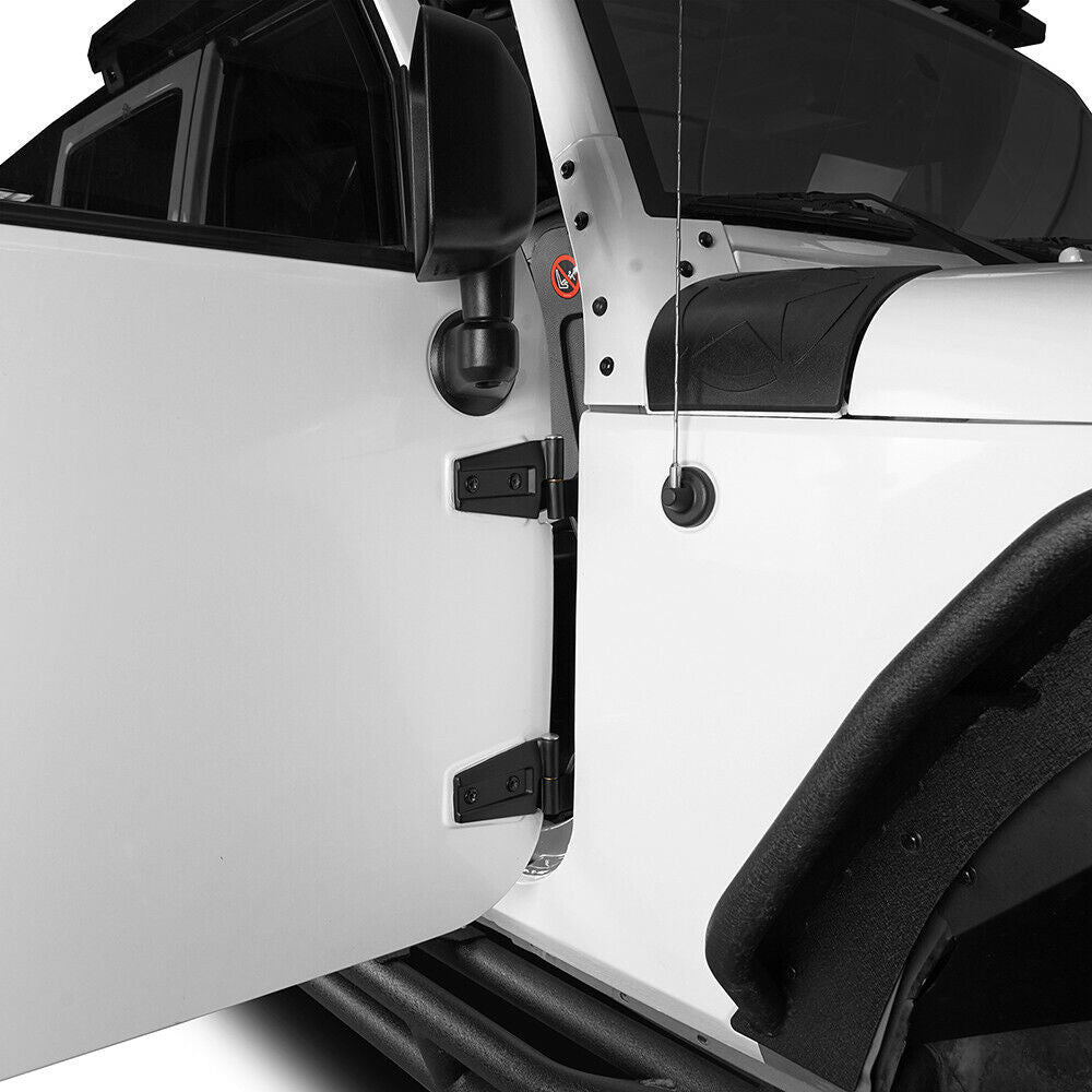 Body Door Hinge Set Black Powder Coated for 2007 - 2018 Jeep Wrangler JK - GENSSI Exterior Part