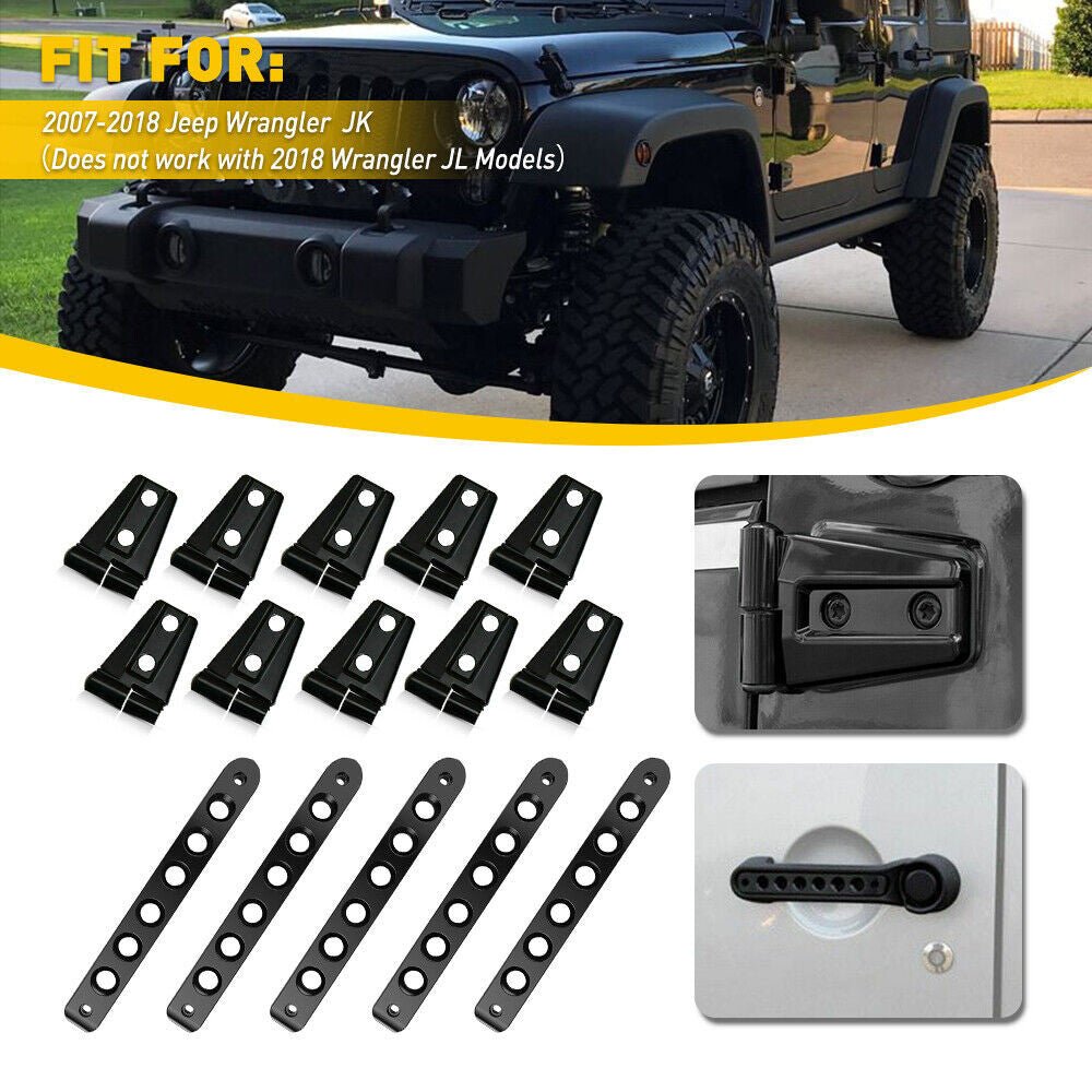 Doors Hood Hinge And Handle Grab Trim Inserts Set for Jeep Wrangler JK JKU 2007 - 2018 - GENSSI Exterior Part