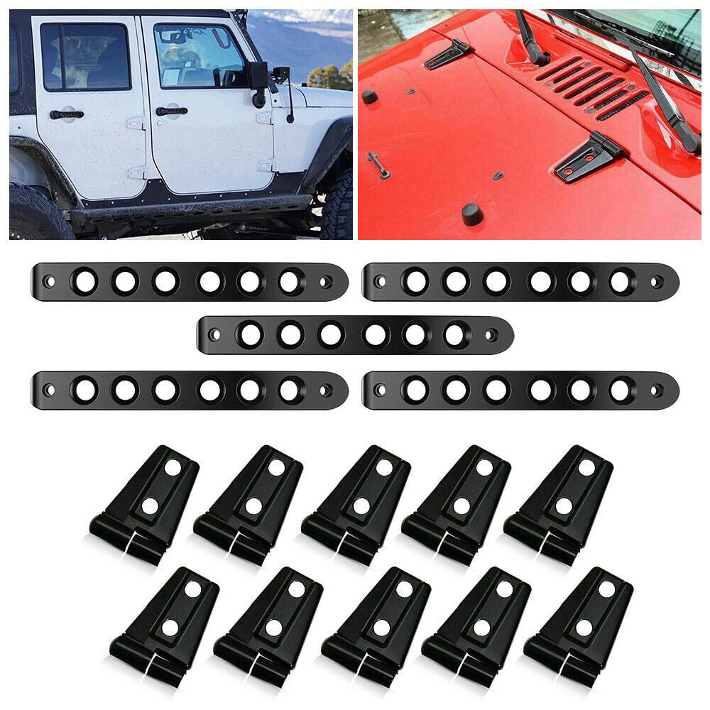 Doors Hood Hinge And Handle Grab Trim Inserts Set for Jeep Wrangler JK JKU 2007 - 2018 - GENSSI Exterior Part