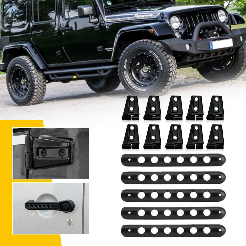 Doors Hood Hinge And Handle Grab Trim Inserts Set for Jeep Wrangler JK JKU 2007 - 2018 - GENSSI Exterior Part