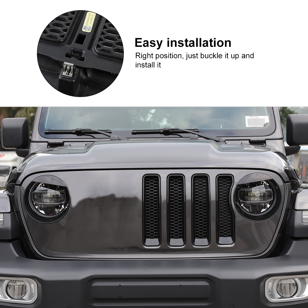 Honeycomb Grille Inserts for Jeep Wrangler JL 2018-2023 Black Grille