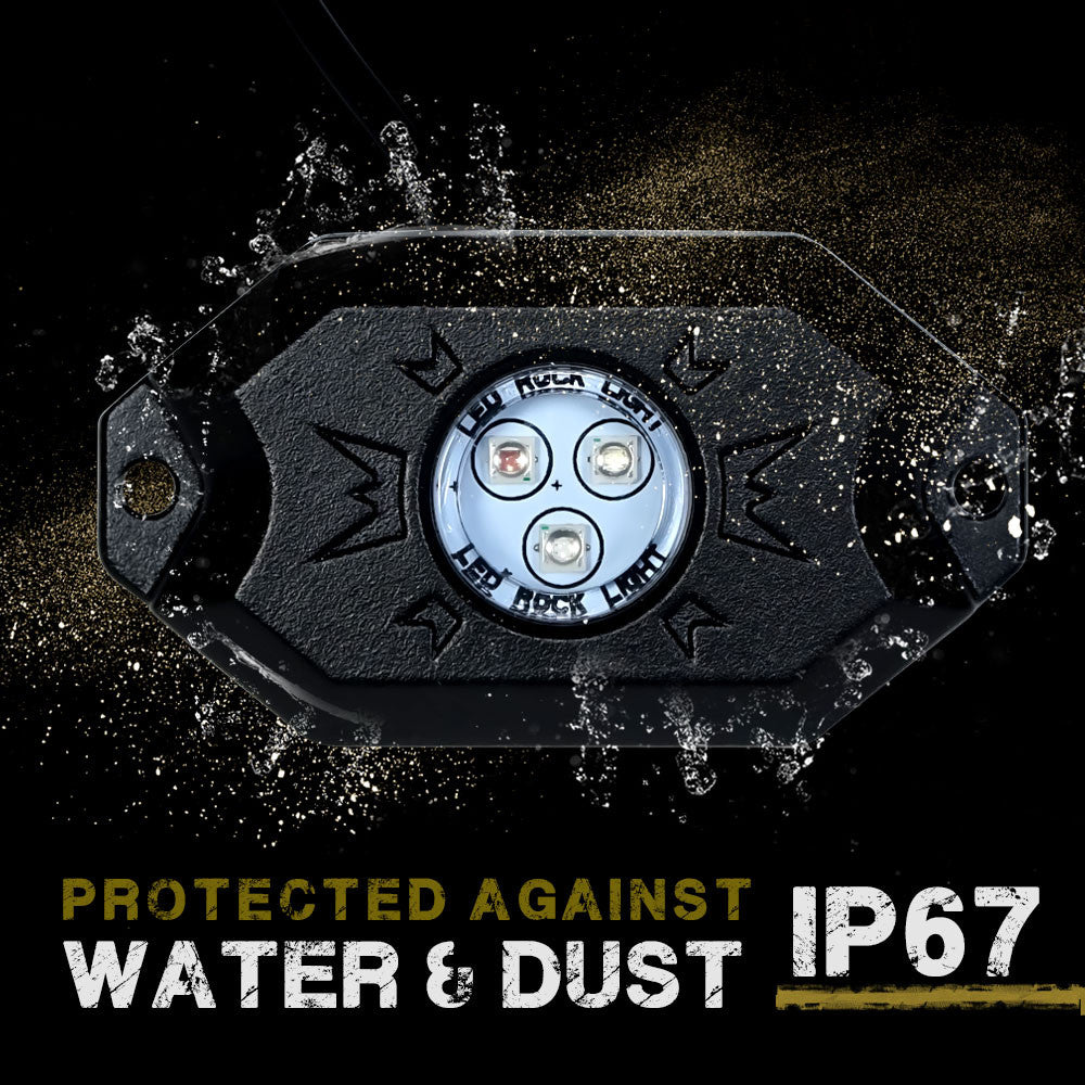 LED Under Body Rock Lights Color with Bluetooth Controller 8x Lighting