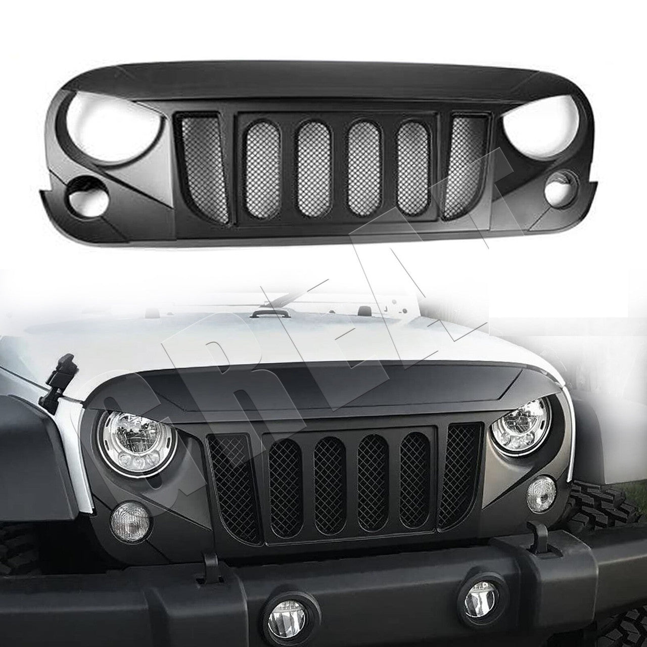 Matte Black Transformer Mesh Grille for Jeep Wrangler Rubicon Sahara Sport JK 2007-2018 Grille