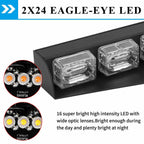 Amber/White 17" 48 LED Emergency Strobe Visor Light Bars - GENSSI Lighting