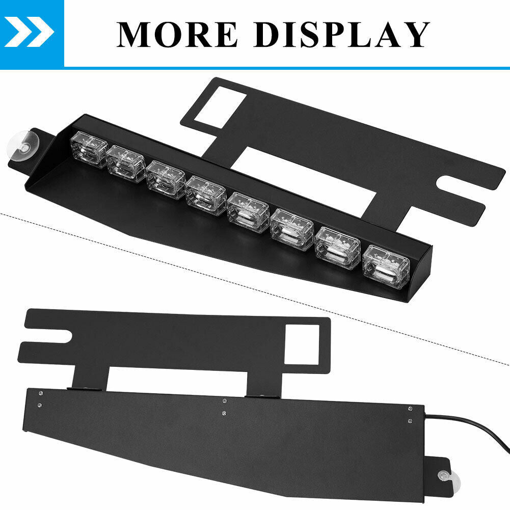 Amber/White 17" 48 LED Emergency Strobe Visor Light Bars Lighting