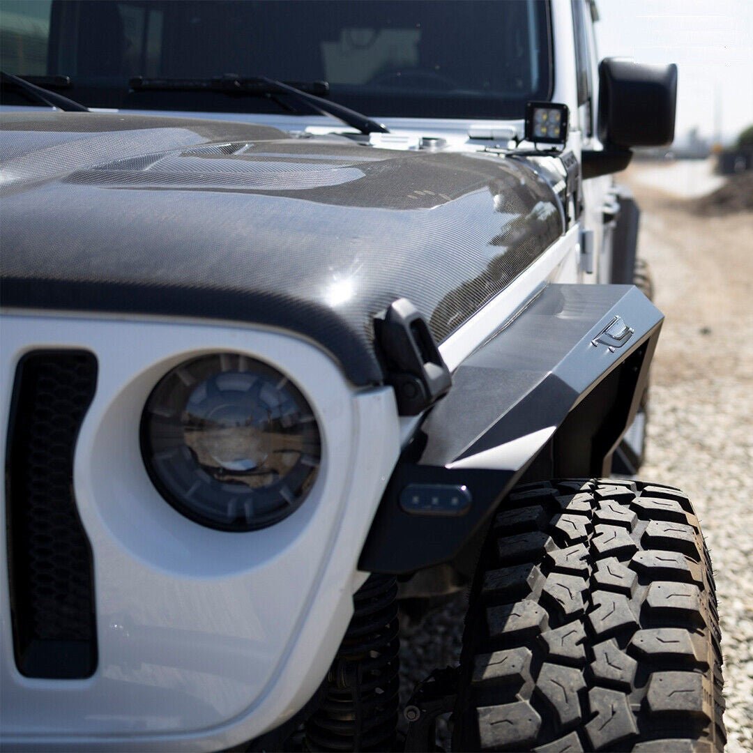 Front Fender Flares with LED Lights for 2018 - 2023 Jeep Wrangler JL JLU Steel Powder Coated - GENSSI Exterior Part
