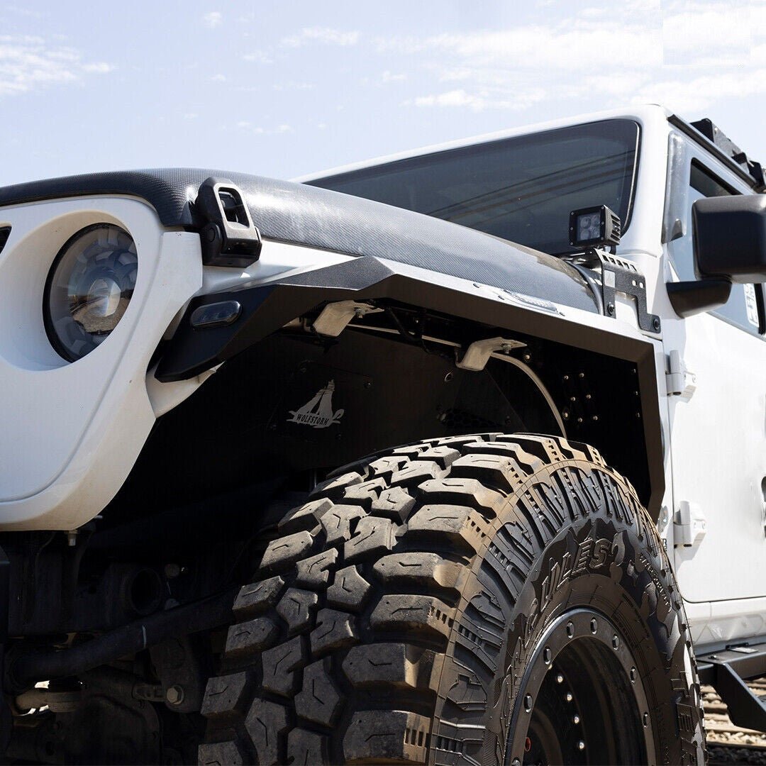 Front Fender Flares with LED Lights for 2018 - 2023 Jeep Wrangler JL JLU Steel Powder Coated - GENSSI Exterior Part