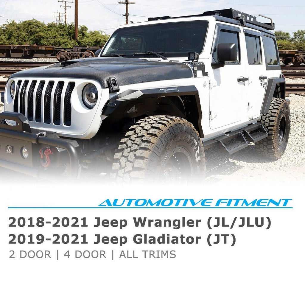 Front Fender Flares with LED Lights for 2018 - 2023 Jeep Wrangler JL JLU Steel Powder Coated - GENSSI Exterior Part