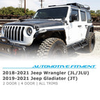 Front Fender Flares with LED Lights for 2018 - 2023 Jeep Wrangler JL JLU Steel Powder Coated - GENSSI Exterior Part