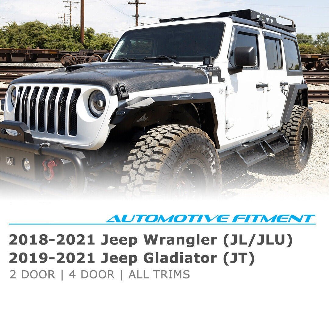 Front Fender Flares with LED Lights for 2018 - 2023 Jeep Wrangler JL JLU Steel Powder Coated - GENSSI Exterior Part