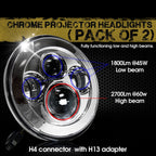7 Inch Projector Chrome LED Headlights Set - GENSSI Lighting