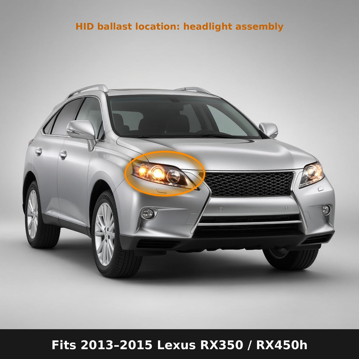 Fits 2013-2015 Lexus RX350 / RX450h, ballast location in headlight