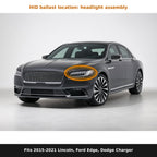 Fits 2015-2021 Lincoln Continental, MKZ, MKX, Ford Edge, Dodge Charger, ballast location in headlight