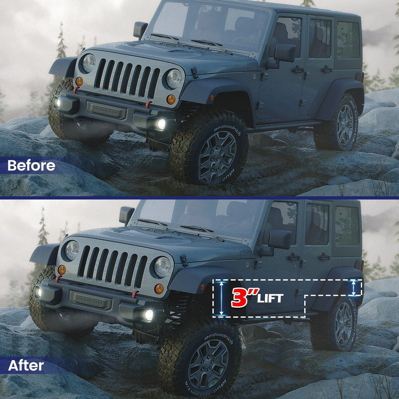 3" Full Lift Kit w/ Shock Extenders for Jeep Wrangler JK Unlimited 2007-2018 Suspension