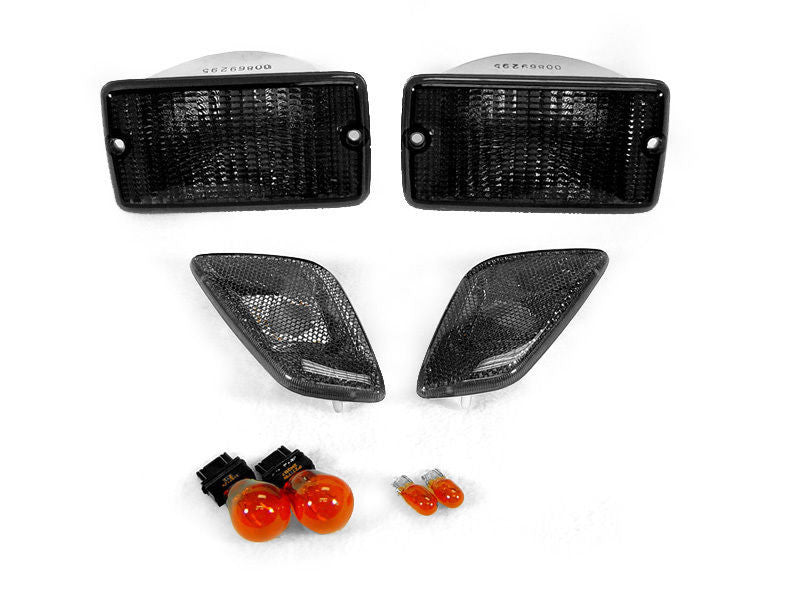 Black Smoked Bumper Signal and Side Marker Lights Combo for Wrangler TJ 1997-2006 Lighting
