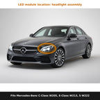 Fits Mercedes-Benz C-Class W205, E-Class W213, S-Class W222, LED module location in headlight