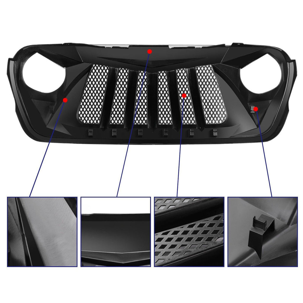 Matte Black Vader Grille for Jeep Wrangler JL JT 2018-2023 Grille