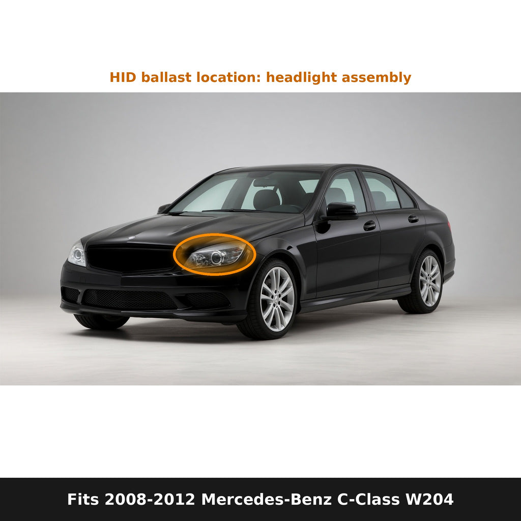 Fits 2008-2012 Mercedes-Benz C-Class W204, ballast location in headlight