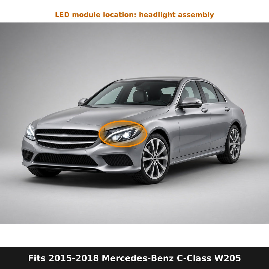 Fits 2015-2018 Mercedes-Benz C-Class W205, LED module location in headlight