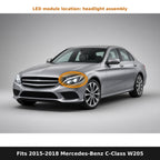 Fits 2015-2018 Mercedes-Benz C-Class W205, LED module location in headlight