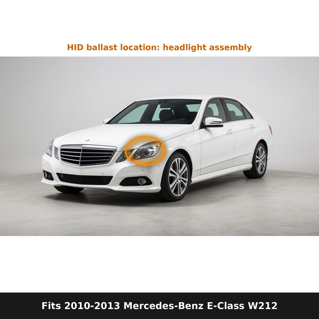 Fits 2010-2013 Mercedes-Benz E-Class W212, ballast location in headlight