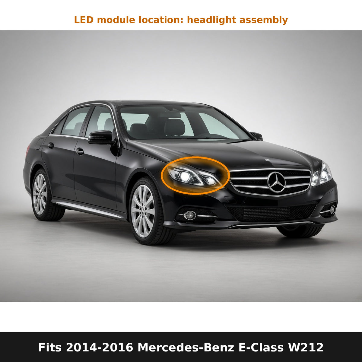 Fits 2014-2016 Mercedes-Benz E-Class W212, LED module location in headlight